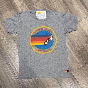 Aviator Nation Gray Tee with Colorful Logo